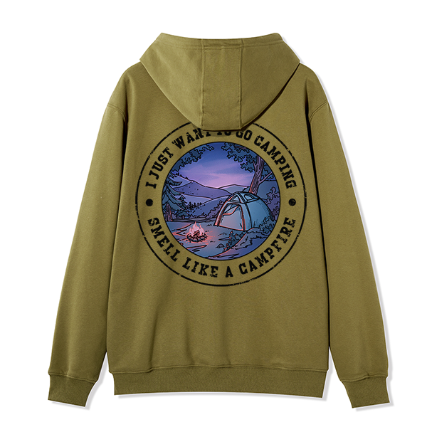 Freeleaf Just Want To Go Camping Unisex Nature Inspired Fleece Full-Zip Hoodie