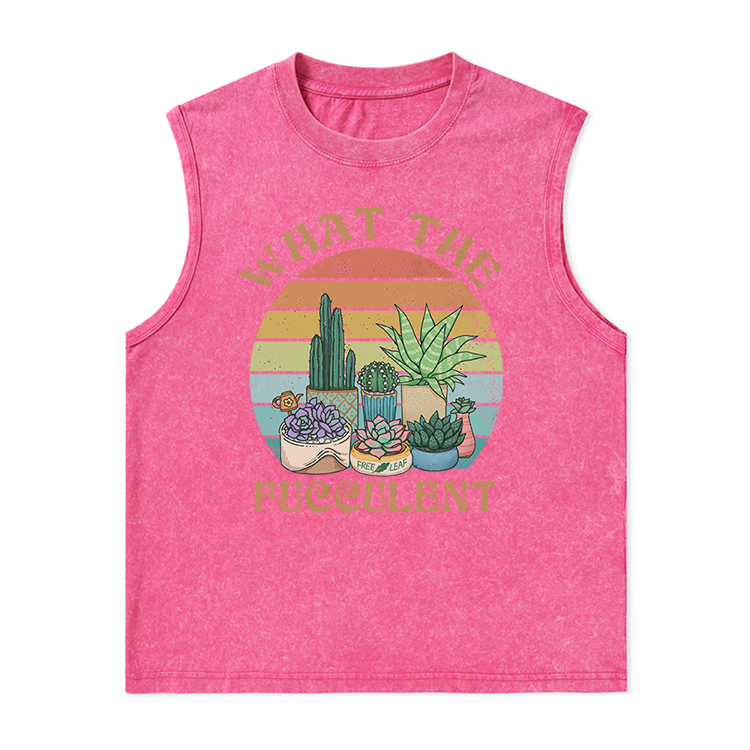 Freeleaf What the Fucculent Unisex Washed Tank Tops