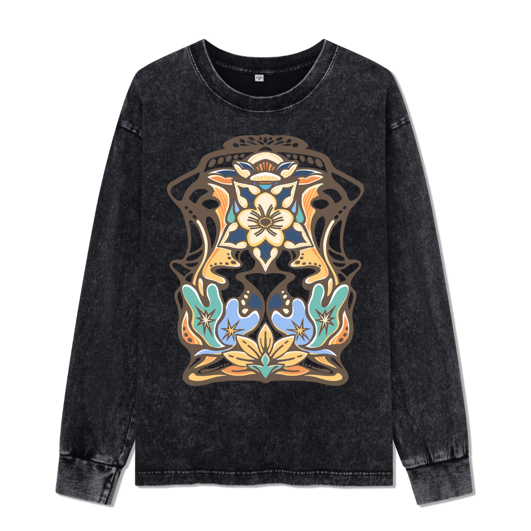 Aquilegia Formosa Front-printed Washed Long Sleeve Top