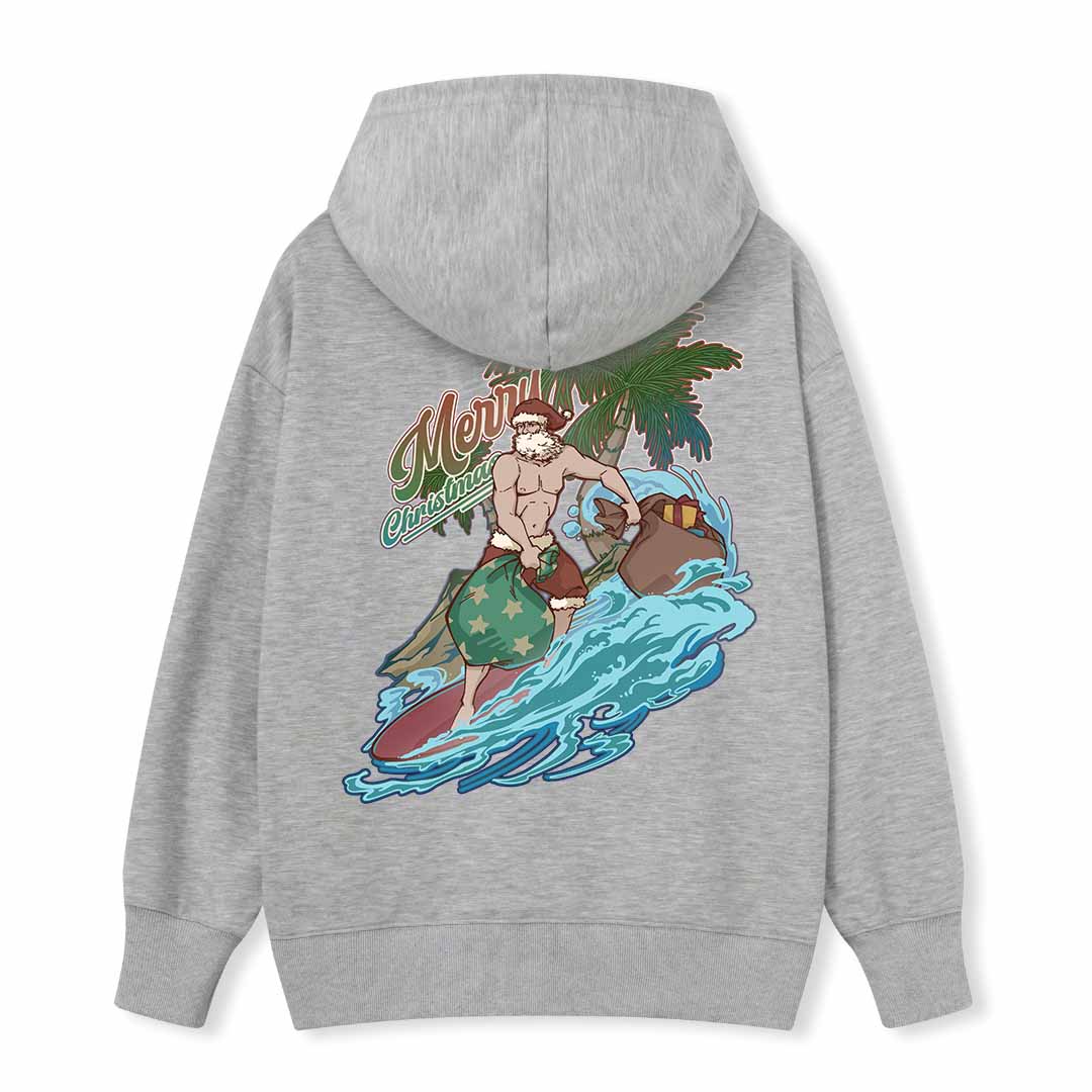 Santa Claus Surfing Back-printed Hoodie