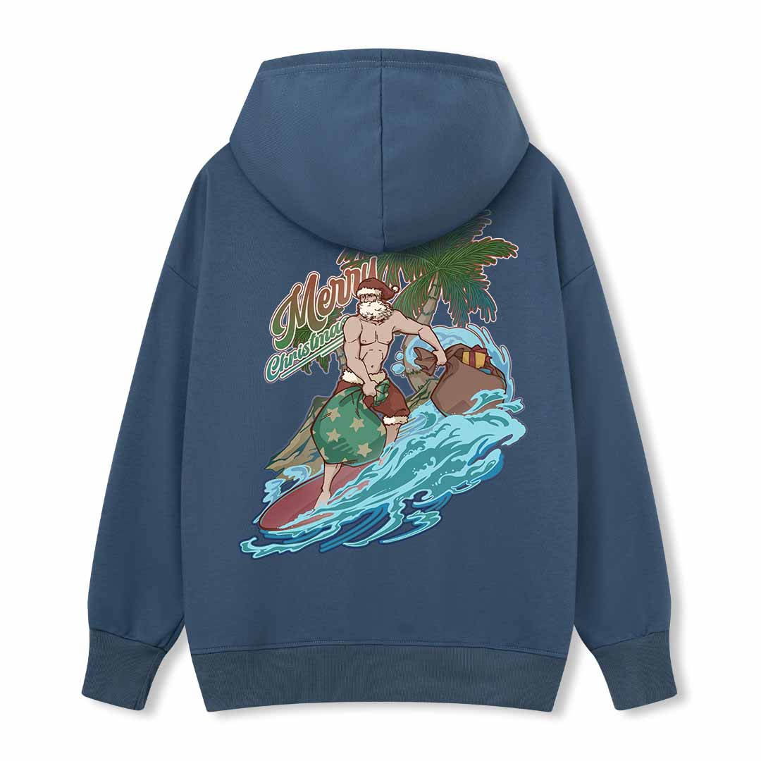 Santa Claus Surfing Back-printed Hoodie