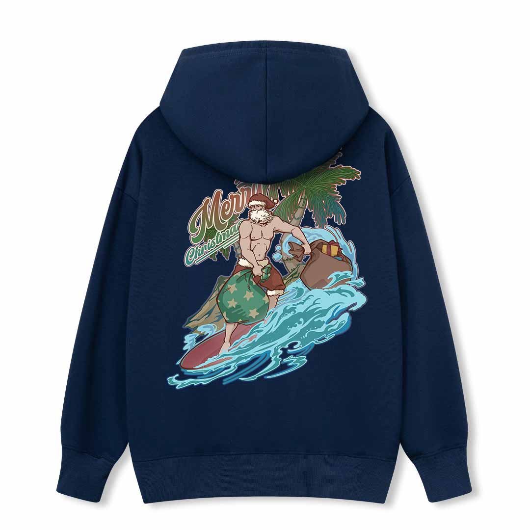 Santa Claus Surfing Back-printed Hoodie
