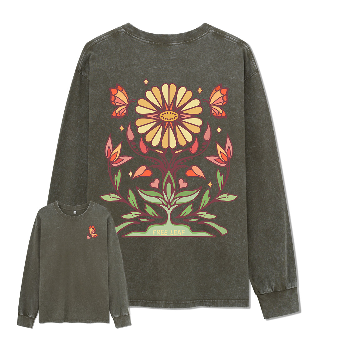 Freeleaf Elf Viligis Unisex Nature Inspired Washed Long Sleeve Top