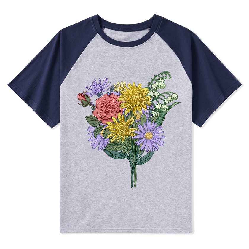 Freeleaf Symphony of Flowers Unisex Nature Inspired Raglan Sleeve Top