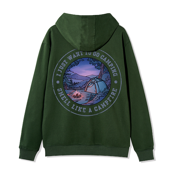 Freeleaf Just Want To Go Camping Unisex Nature Inspired Fleece Full-Zip Hoodie