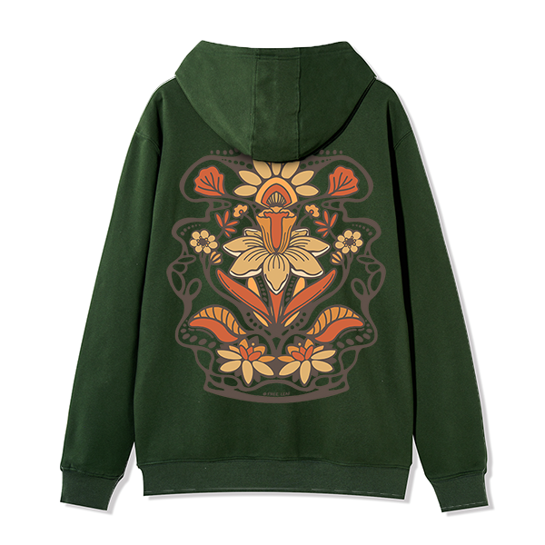 freeleaf-spring-flower-back-printed-unisex-fleece-full-zip-hoodie