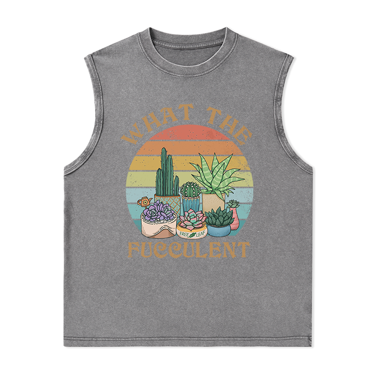 Freeleaf What the Fucculent Unisex Washed Tank Tops