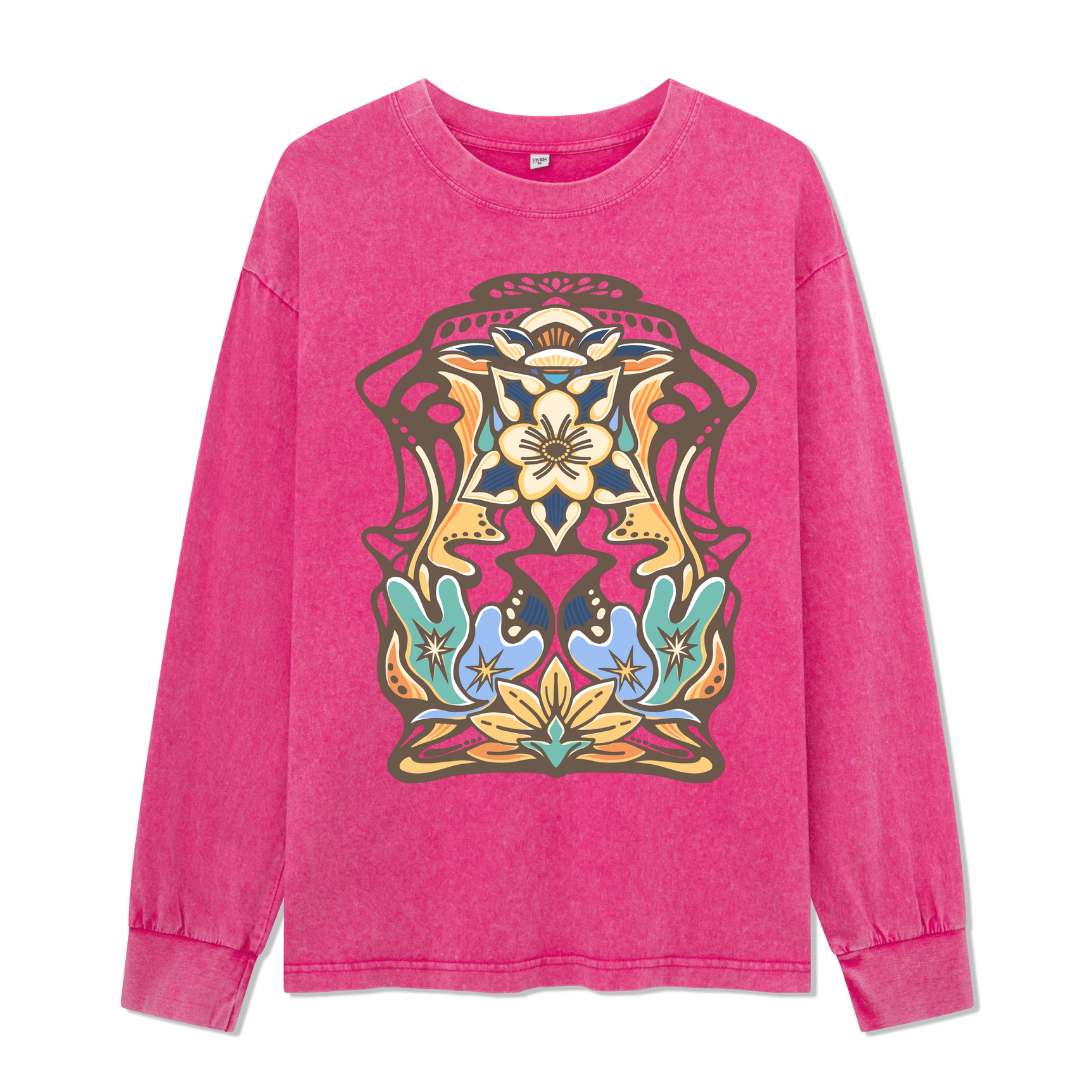 Aquilegia Formosa Front-printed Washed Long Sleeve Top