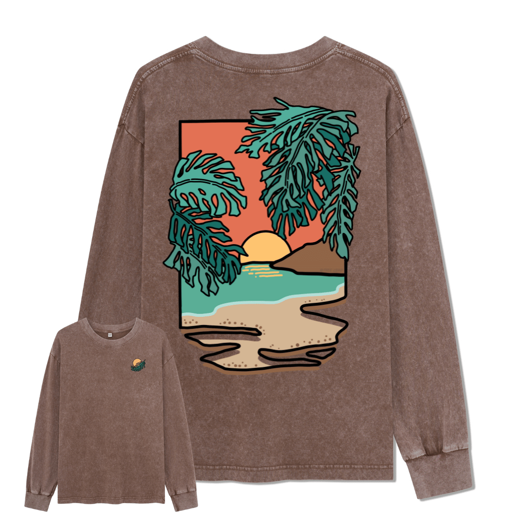 Hawaiian Vacation Washed Long Sleeve Top