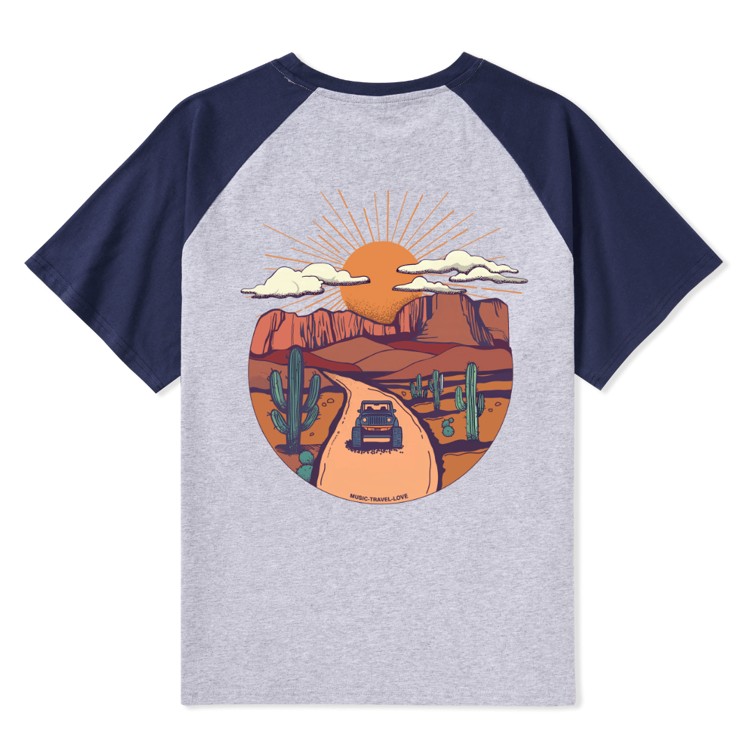Go Hiking With Music Raglan Short Sleeve Top