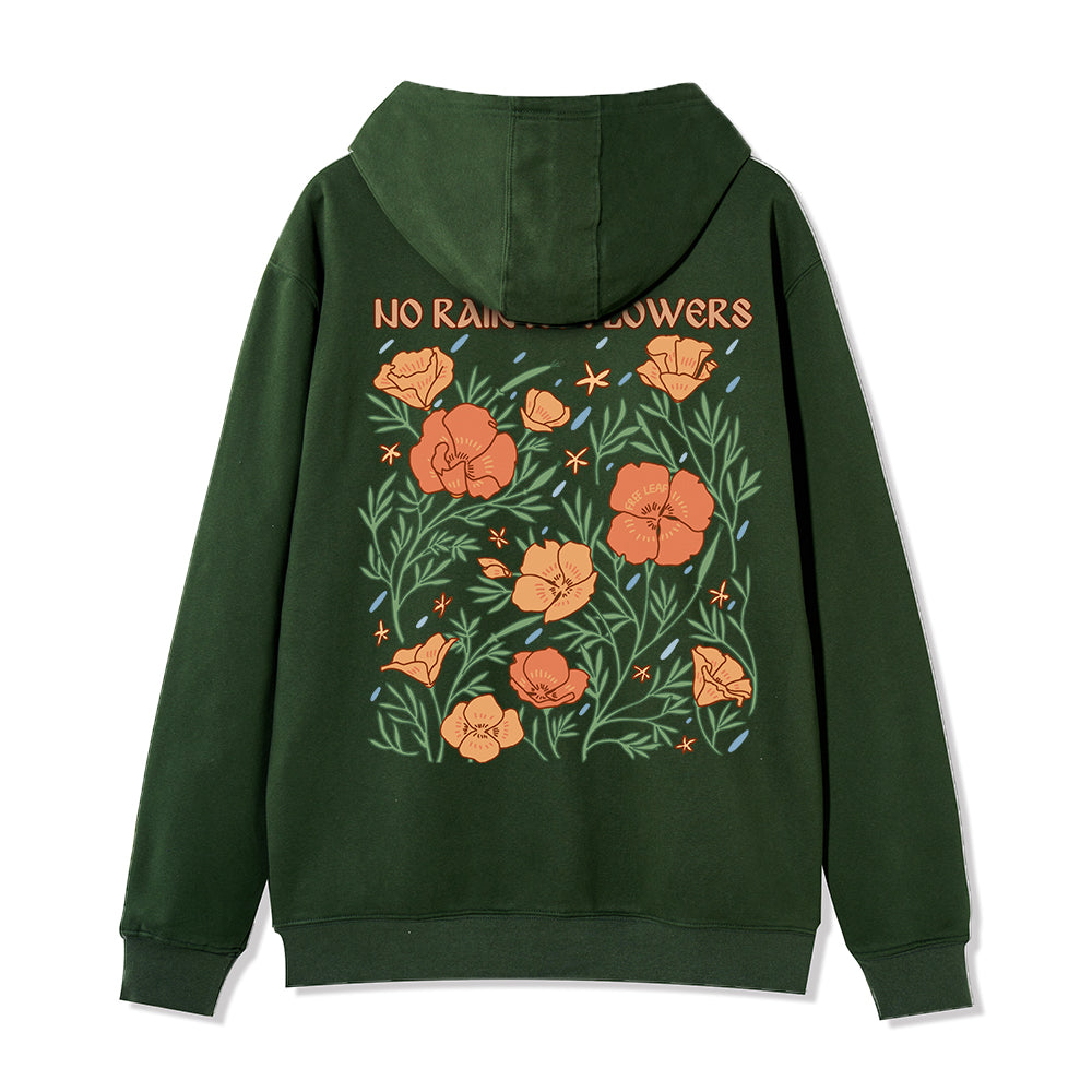 Freeleaf No Rain No Flowers Full-Zip Back-printed Hoodie
