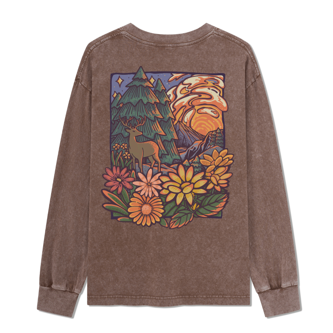 Wander In The Forest Washed Long Sleeve Top