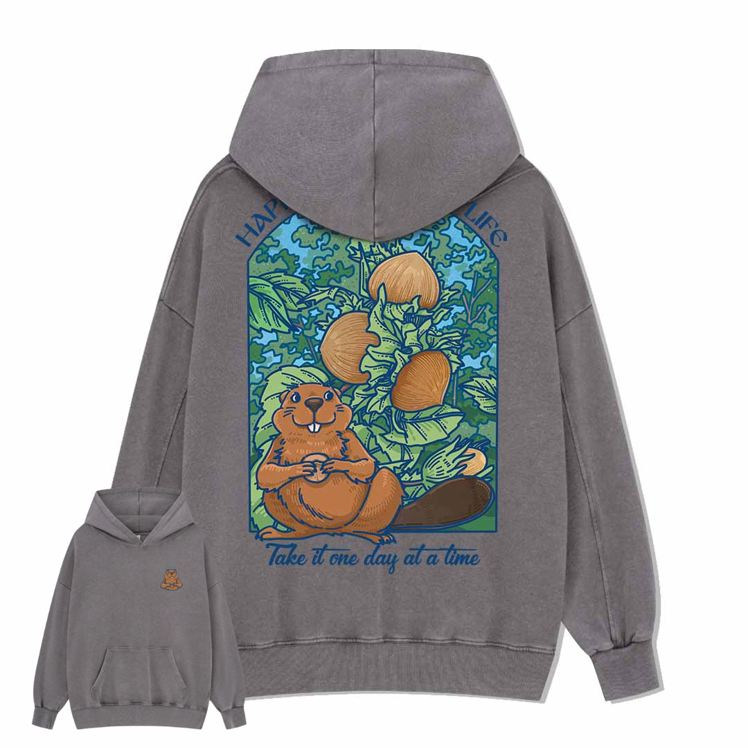 Happy Mind Happy Life Washed Hoodie