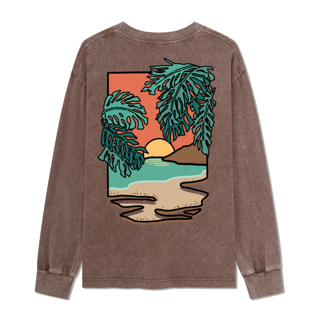 Hawaiian Vacation Washed Long Sleeve Top