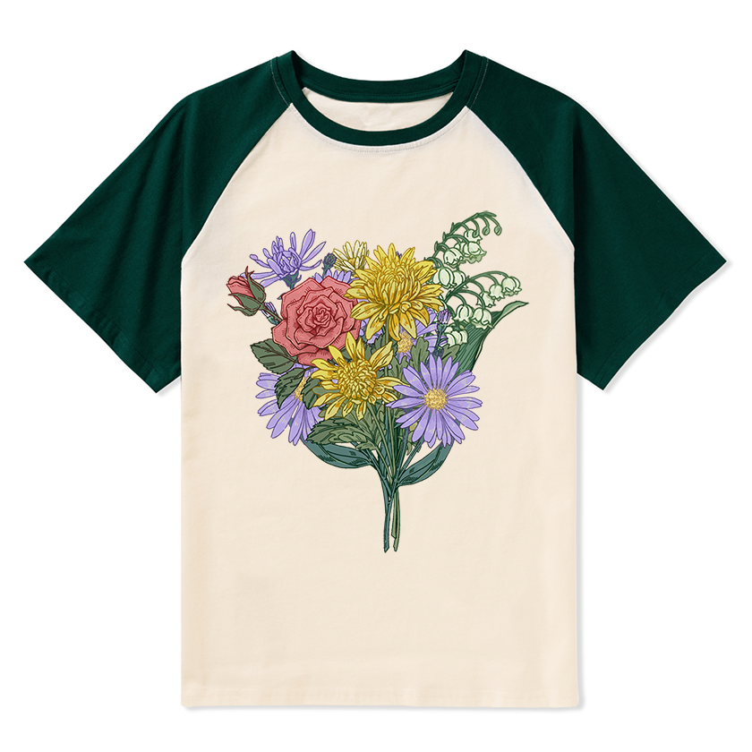 Freeleaf Symphony of Flowers Unisex Nature Inspired Raglan Sleeve Top