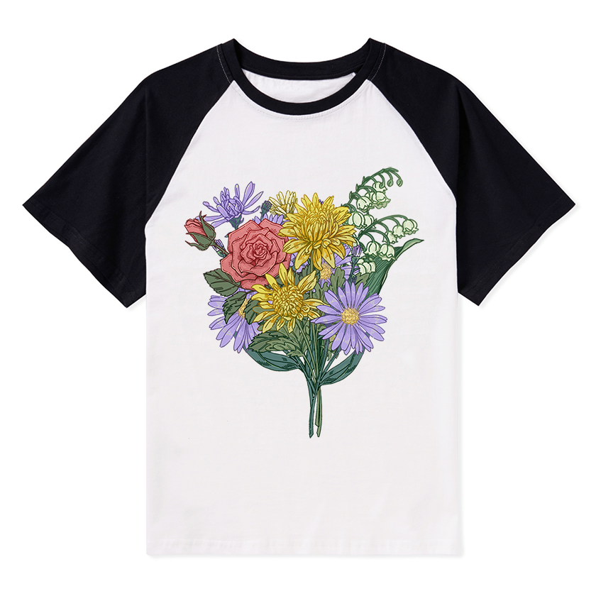 Freeleaf Symphony of Flowers Unisex Nature Inspired Raglan Sleeve Top