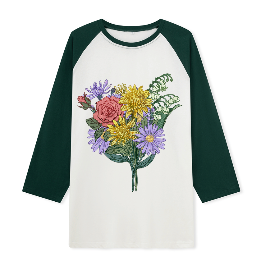 Freeleaf Symphony of Flowers Unisex Nature Inspired Raglan Sleeve Top