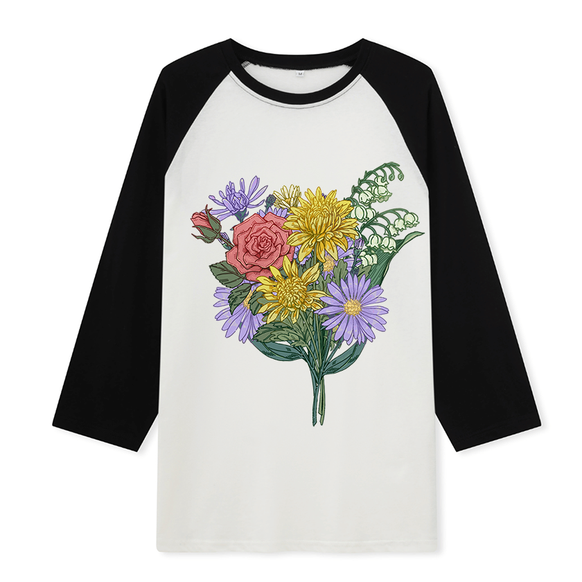 Freeleaf Symphony of Flowers Unisex Nature Inspired Raglan Sleeve Top