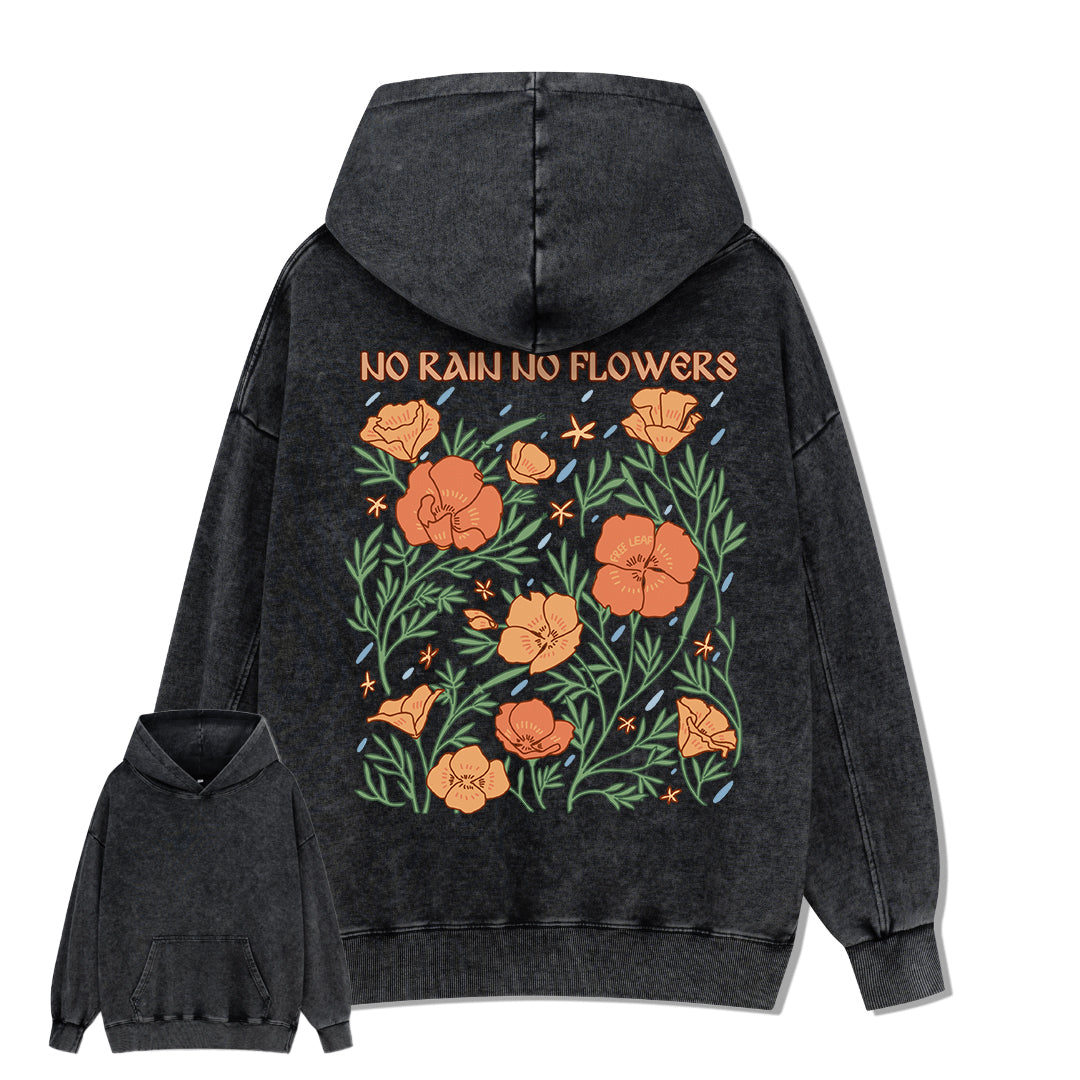 Freeleaf No Rain No Flowers Unisex Back-printed Hoodie
