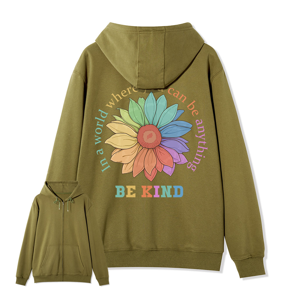 Freeleaf Be Kind Full-Zip Back-printed Hoodie