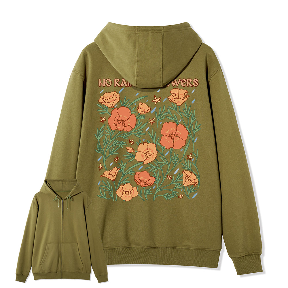 Freeleaf No Rain No Flowers Full-Zip Back-printed Hoodie
