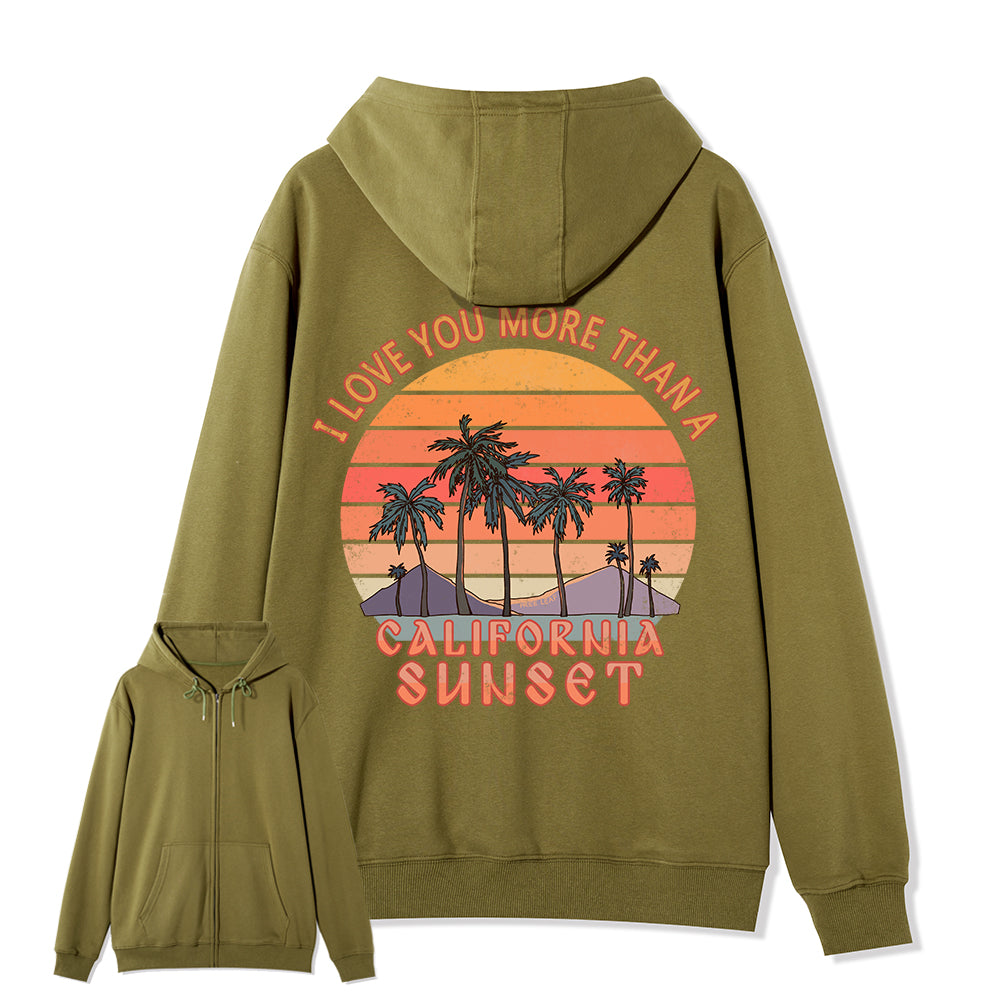 Freeleaf Sunset Reverie Unisex Back-printed Fleece Full-Zip Hoodie