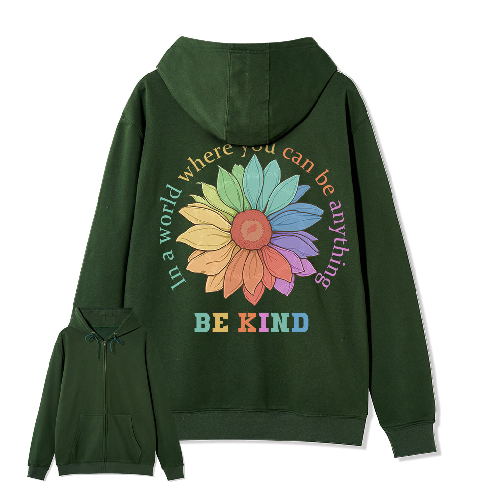 Freeleaf Be Kind Full-Zip Back-printed Hoodie