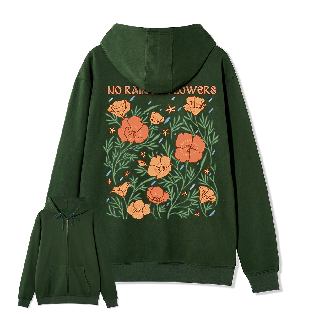 Freeleaf No Rain No Flowers Full-Zip Back-printed Hoodie