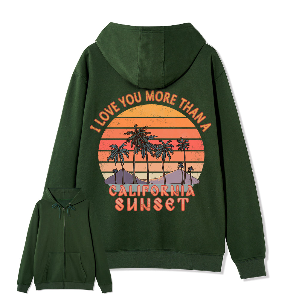 Freeleaf Sunset Reverie Unisex Back-printed Fleece Full-Zip Hoodie