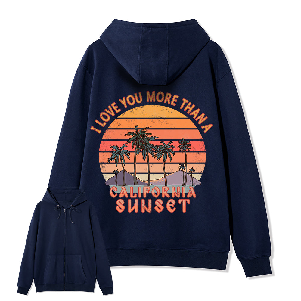 Freeleaf Sunset Reverie Unisex Back-printed Fleece Full-Zip Hoodie