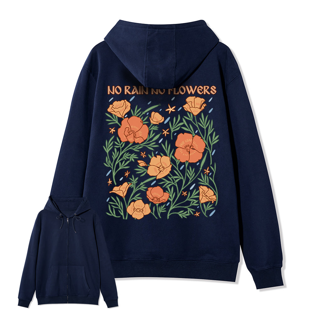 Freeleaf No Rain No Flowers Full-Zip Back-printed Hoodie
