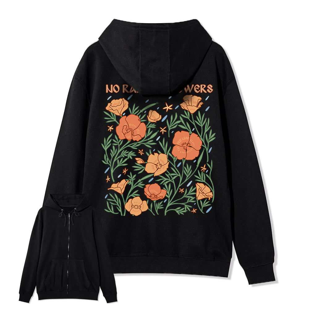 Freeleaf No Rain No Flowers Full-Zip Back-printed Hoodie