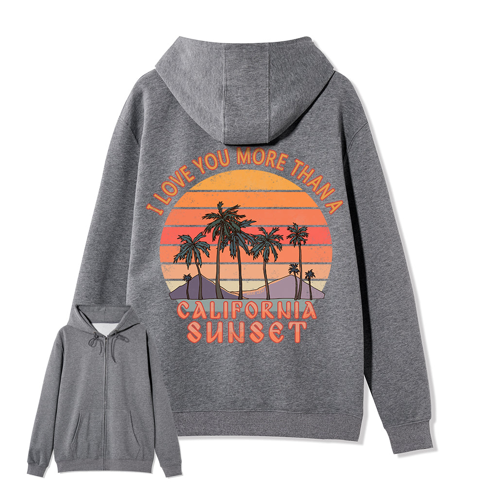 Freeleaf Sunset Reverie Unisex Back-printed Fleece Full-Zip Hoodie
