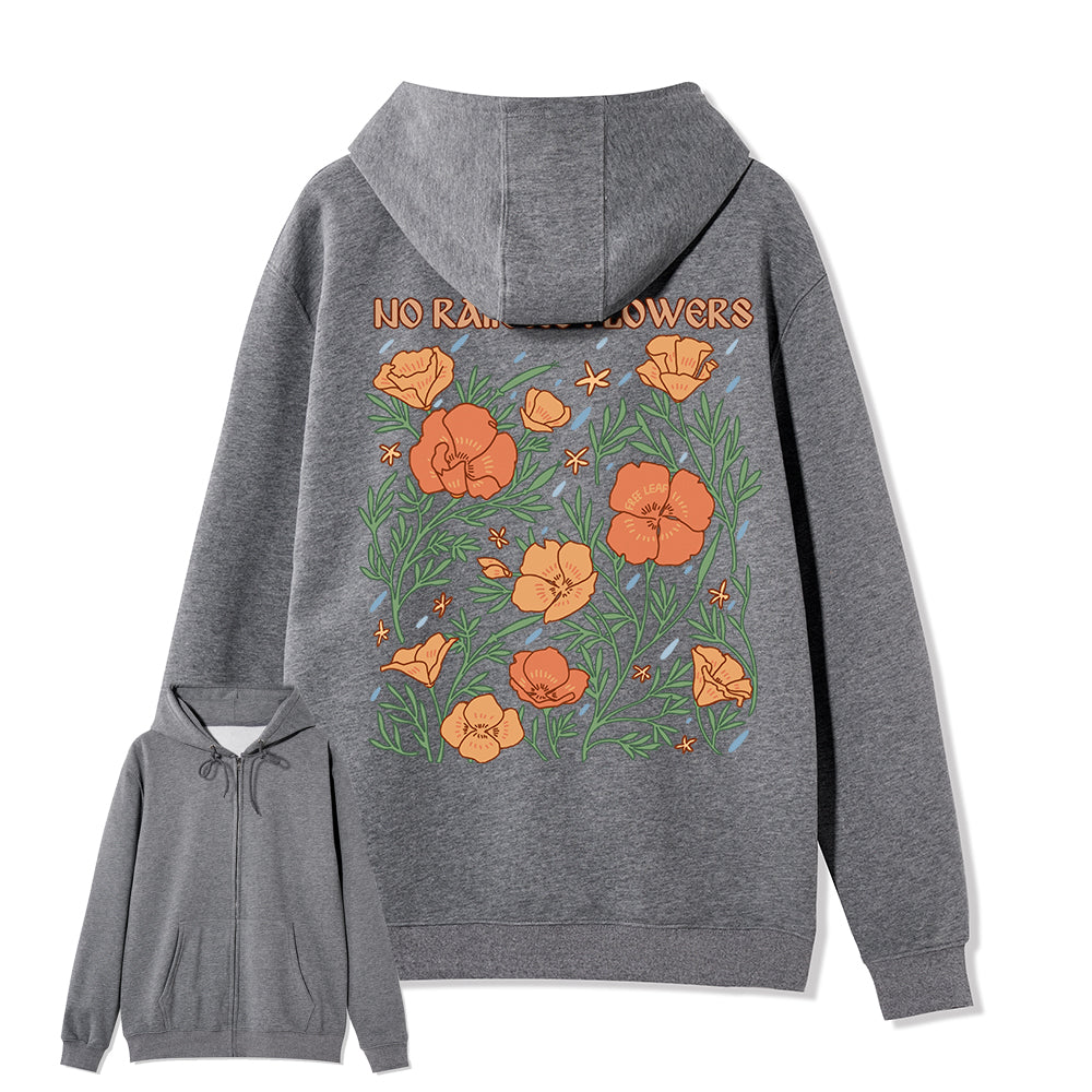 Freeleaf No Rain No Flowers Full-Zip Back-printed Hoodie