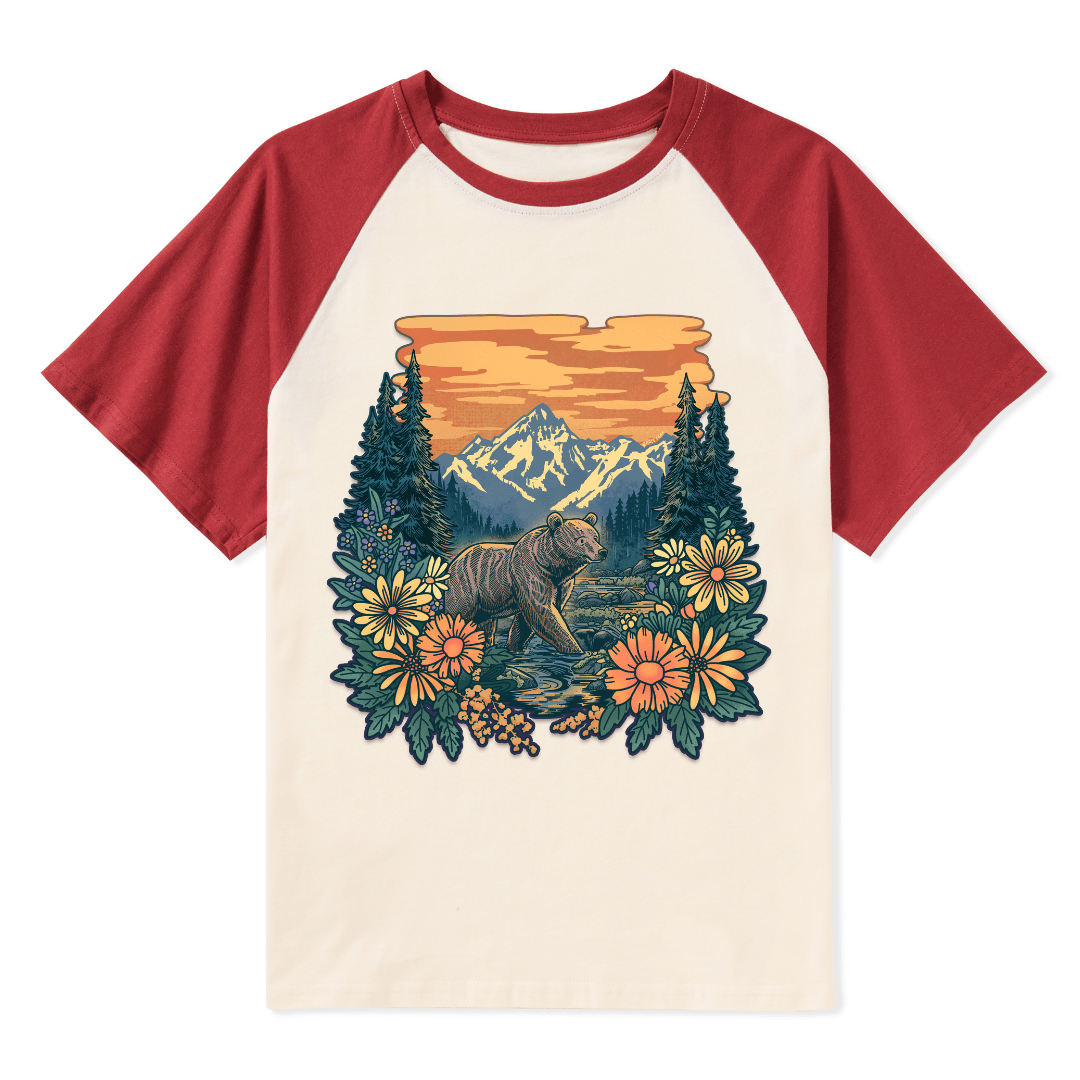 Go Into Nature Front-printed Raglan Short Sleeve Top