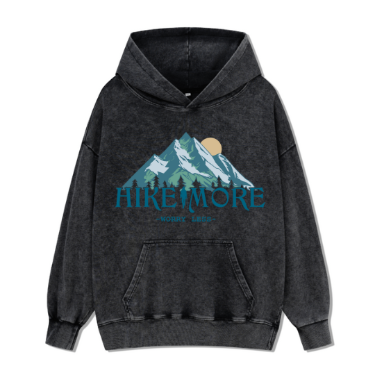 Hike More Front-printed Washed Hoodie
