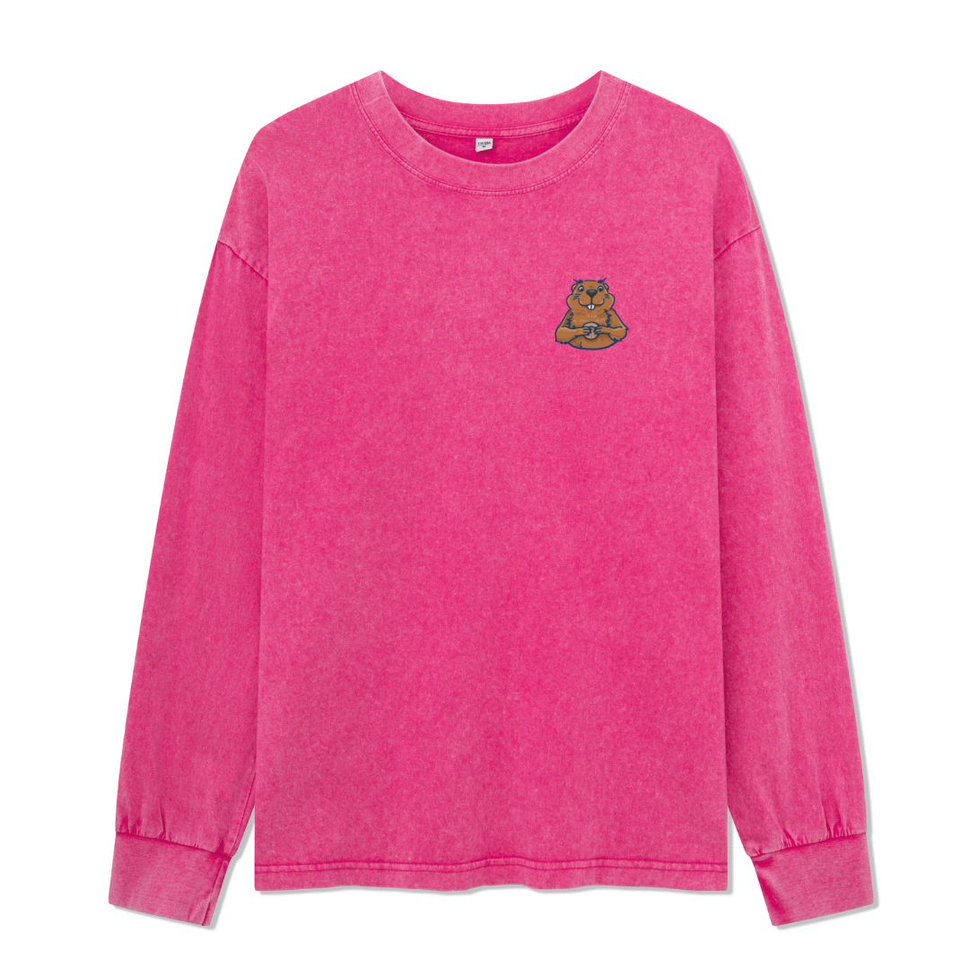 Happy Mind Happy Life Washed Long Sleeve Top