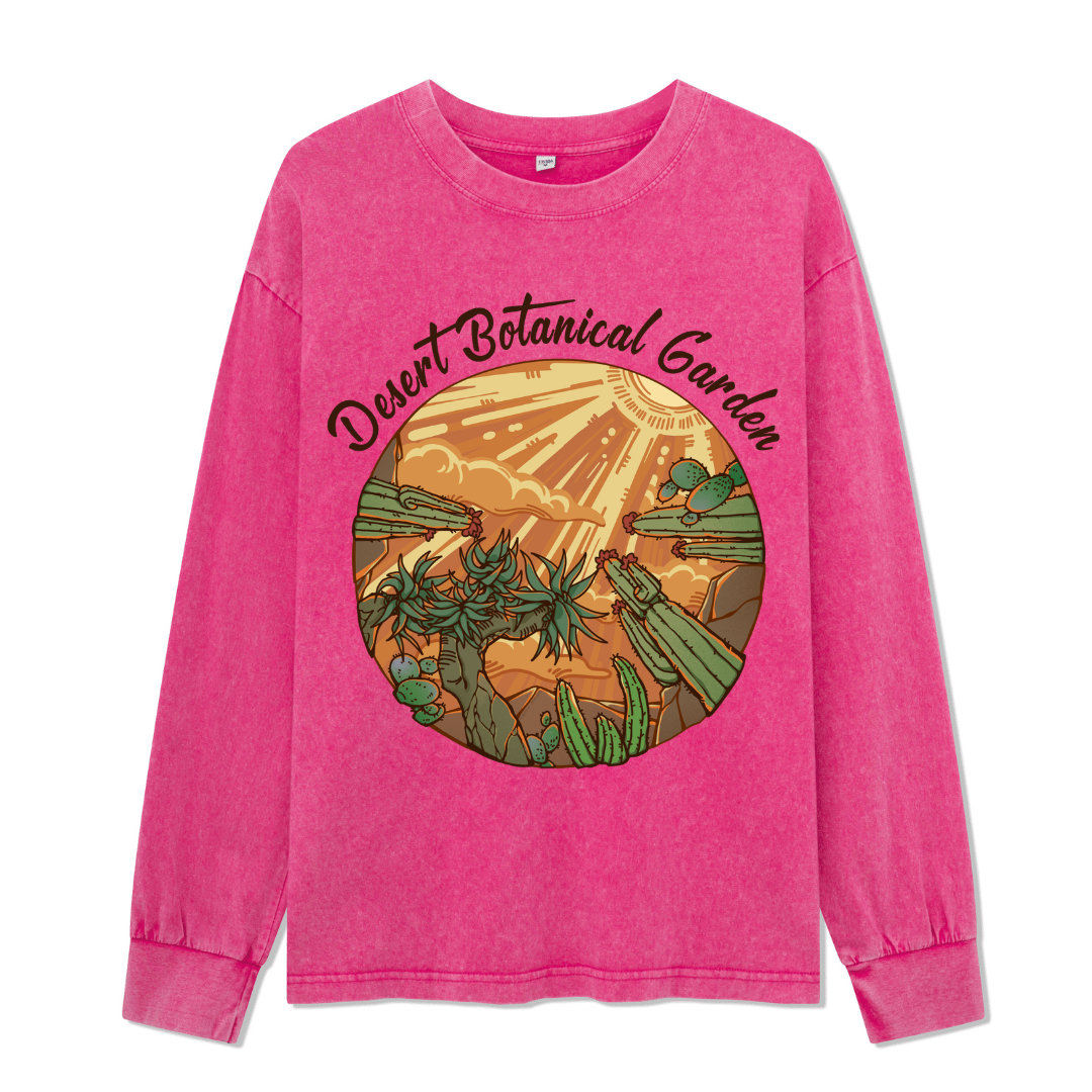 Desert Park Front-printed Washed Long Sleeve Top