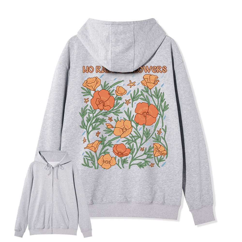 Freeleaf No Rain No Flowers Full-Zip Back-printed Hoodie