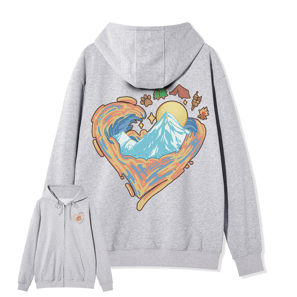 Freeleaf Heart of Wilderness Camping Unisex Nature Inspired Fleece Full-Zip Hoodie
