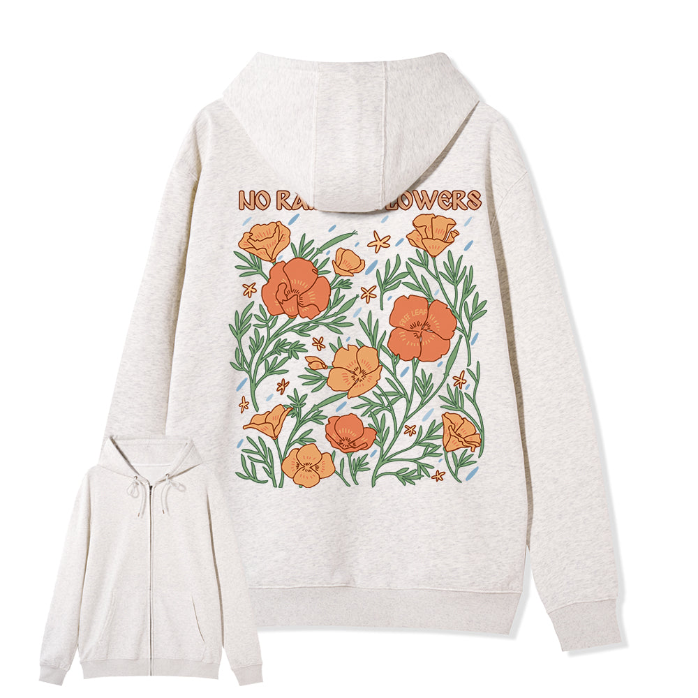 Freeleaf No Rain No Flowers Full-Zip Back-printed Hoodie