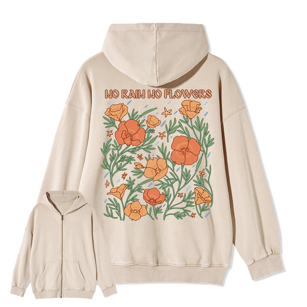 Freeleaf No Rain No Flowers Full-Zip Back-printed Hoodie
