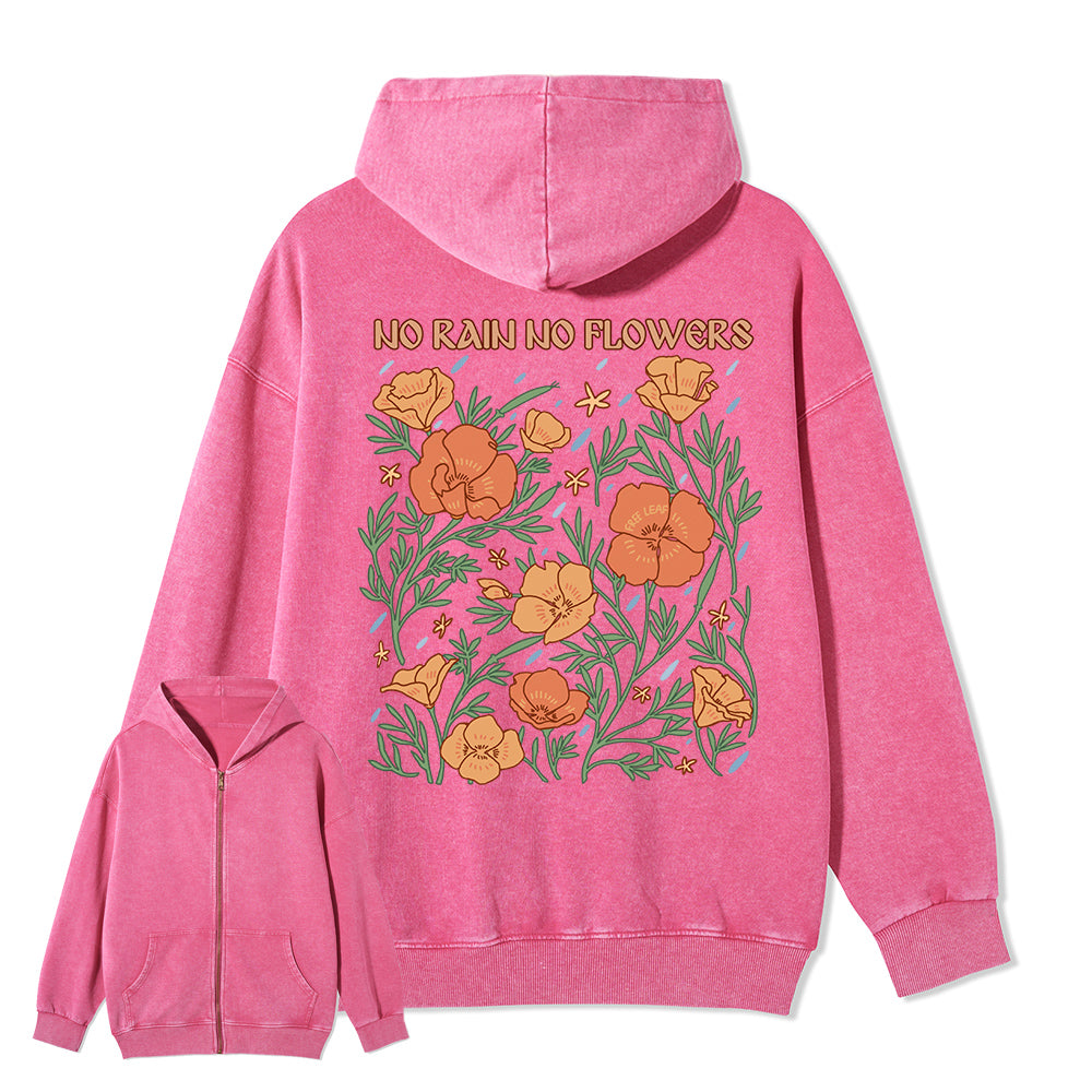 Freeleaf No Rain No Flowers Full-Zip Back-printed Hoodie