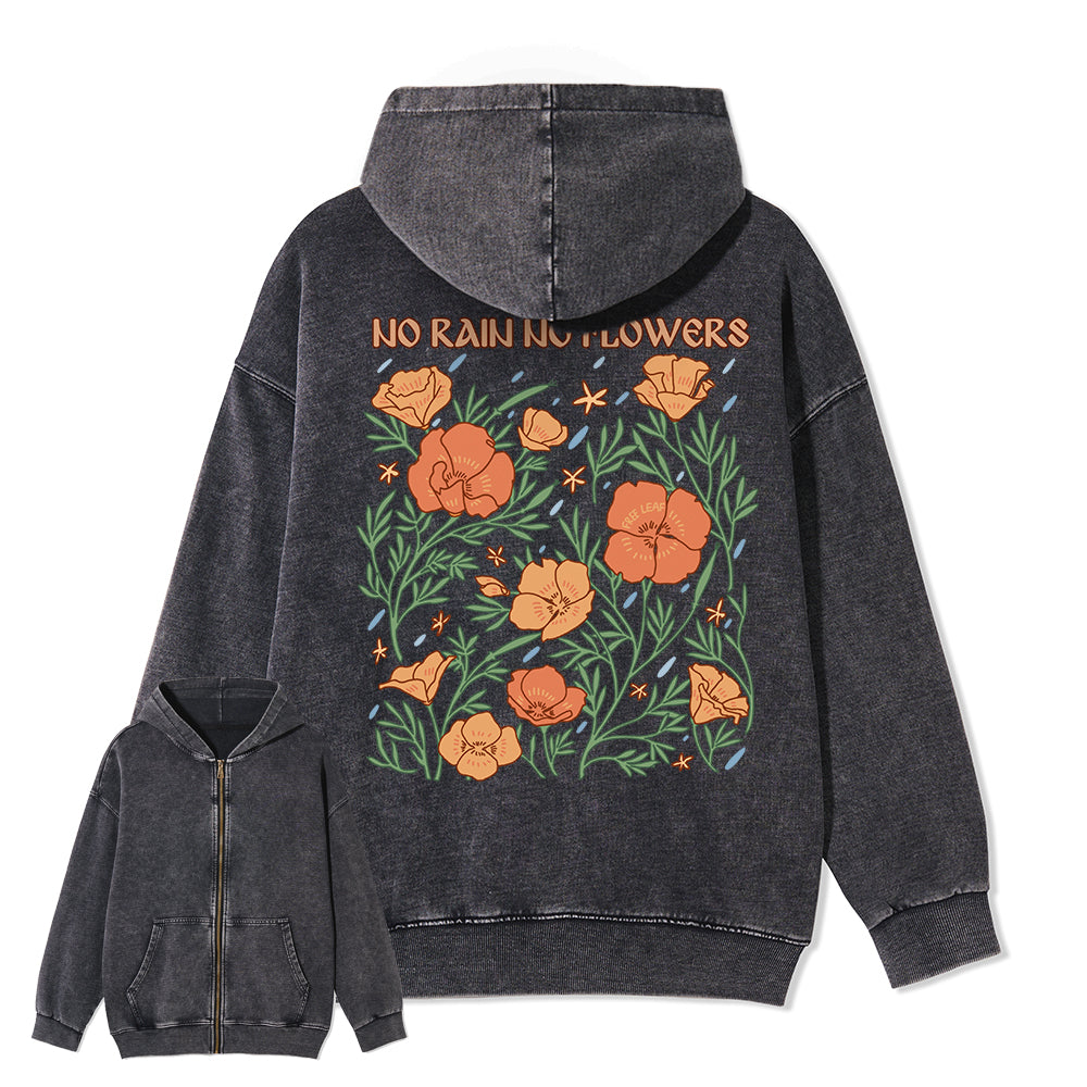 Freeleaf No Rain No Flowers Full-Zip Back-printed Hoodie