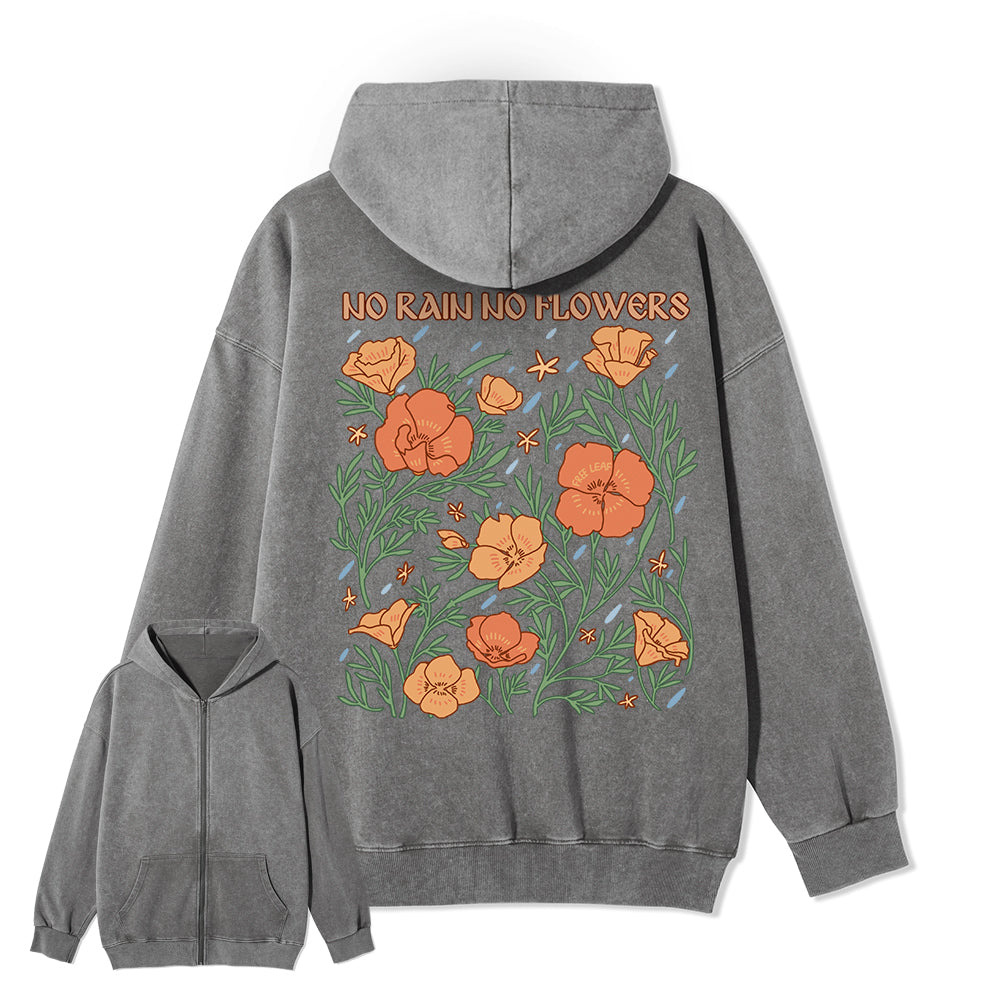 Freeleaf No Rain No Flowers Full-Zip Back-printed Hoodie