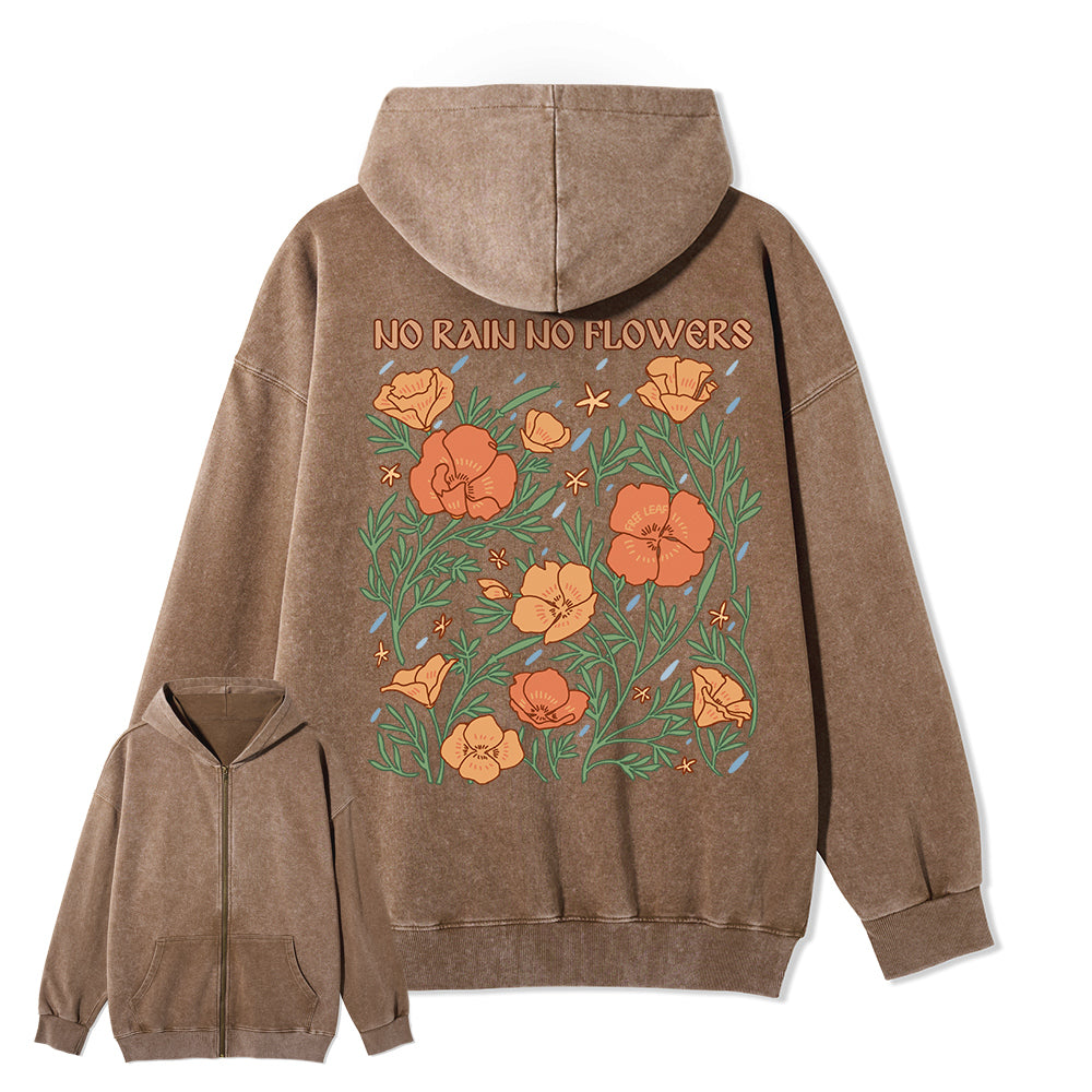 Freeleaf No Rain No Flowers Full-Zip Back-printed Hoodie