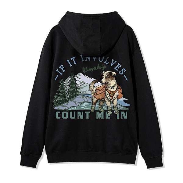 Freeleaf Hiking & Dogs Adventure Unisex Nature Inspired Fleece Full-Zip Hoodie