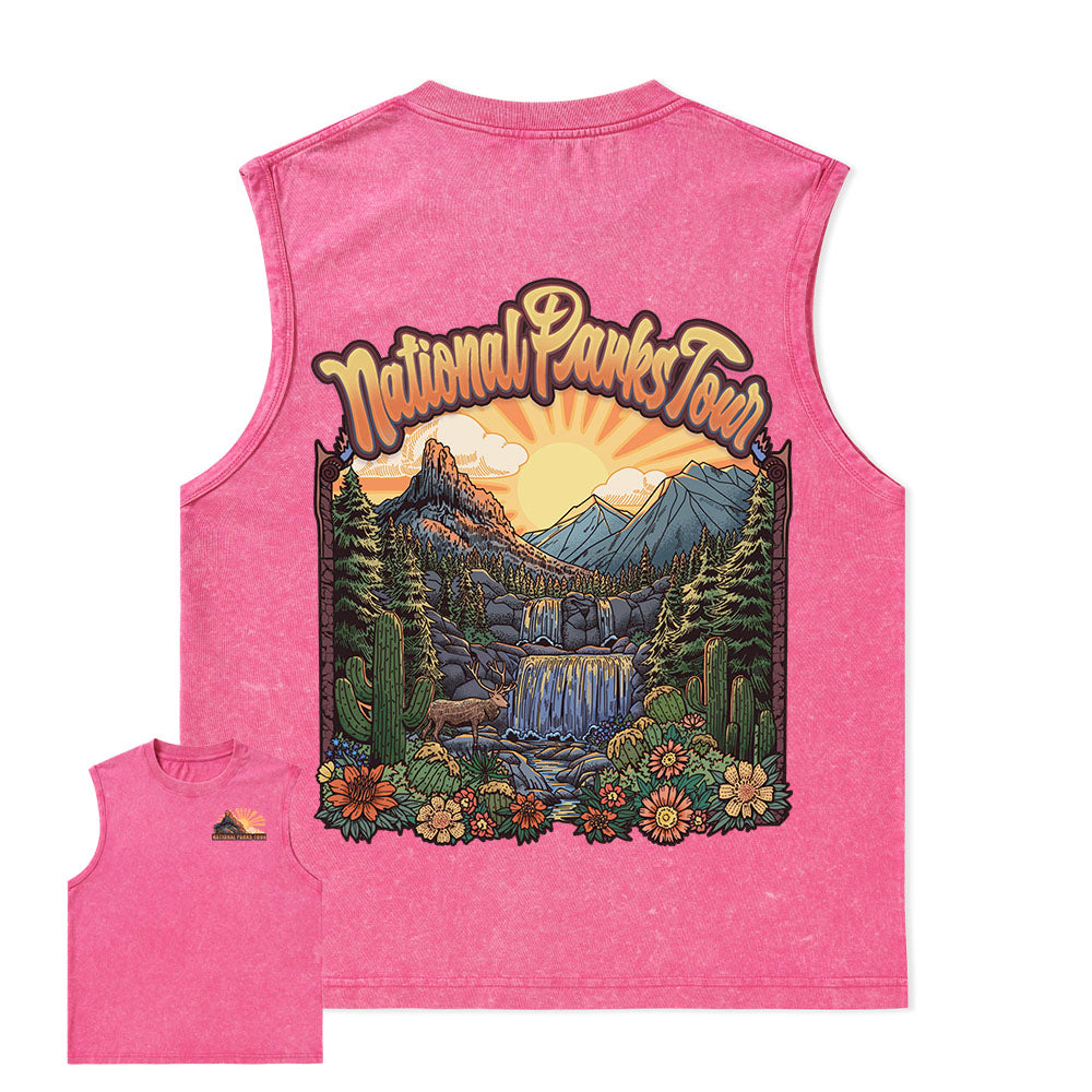 Freeleaf National Parks Tour Nature Inspired Unisex Washed Tank Tops
