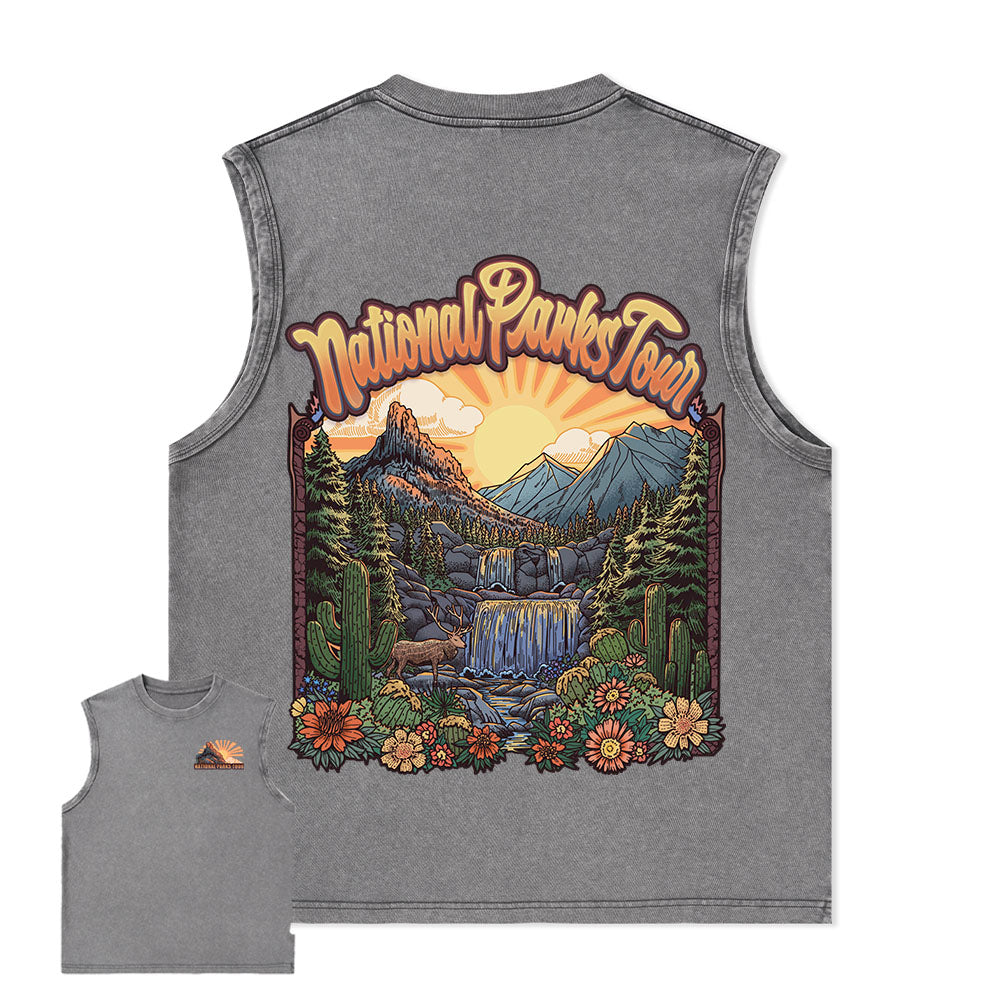 Freeleaf National Parks Tour Nature Inspired Unisex Washed Tank Tops