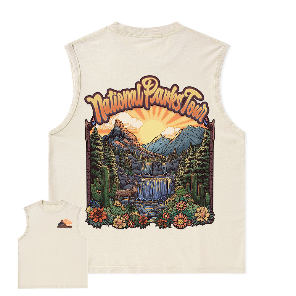 Freeleaf National Parks Tour Nature Inspired Unisex Washed Tank Tops